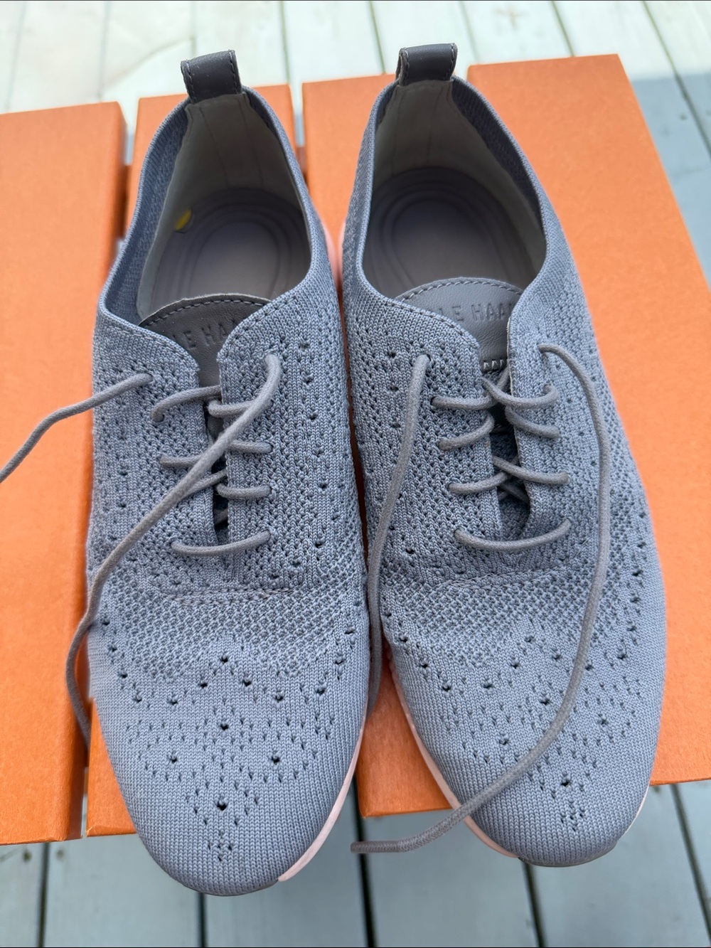Cole Haan 2.ZERØGRAND Stitchlite Wingtip Oxford Gray Pink size 8 1/2